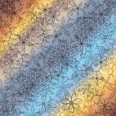 Pattern with interesting doodles on colorfil background.
