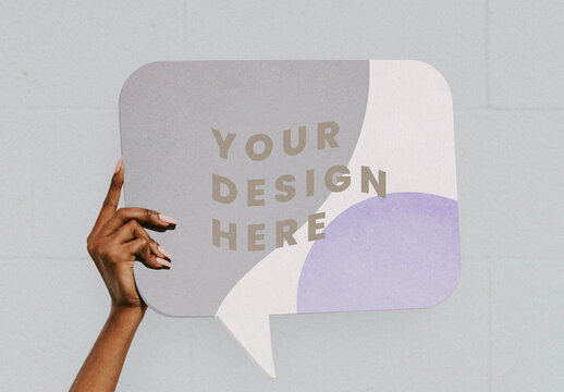 Hand Holding Speech Bubble Mockup