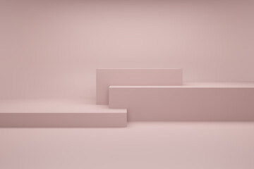 Obraz na płótnie Canvas Background 3d pink rendering with podium and minimal in abstract composition, 3d render, 3d illustration