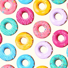 Vector seamless pattern with high detailed donuts