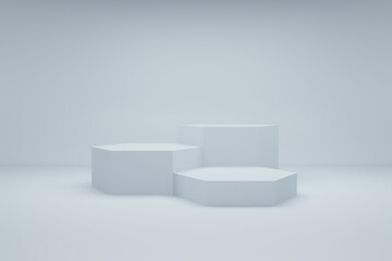 Background 3d blue colour rendering with Hexagon podium and minimal in abstract composition, 3d render, 3d illustration