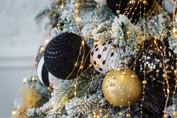 New year decor. Christmas tree.  Chrismas balls