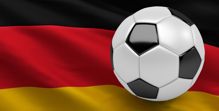 German Flag with Soccer Ball (3D Render)