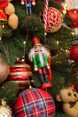 New year decor. Christmas tree.  Chrismas balls