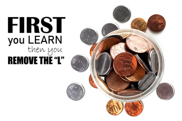 Financial concept images. Quotes with inscription over white background.