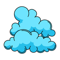 Silized clouds. Decorative tattoo art. Isolated vector illustration.