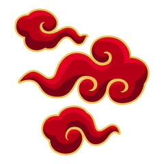 Illustration of curled red clouds. Decorative oriental symbol for design of cards and invitations.