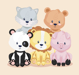 collection of cute animals