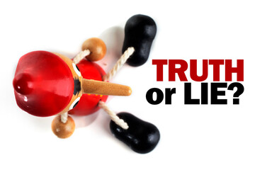 Quote about Lie with Pinocchio doll. Trust and honest messages.
