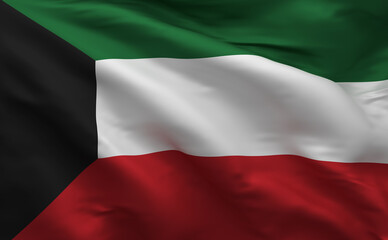 Obraz premium Abstract Kuwait Flag 3D Illustration (3D Rendering)