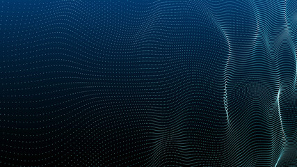 Abstract digital background. Futuristic wave of dots and weave lines. Digital technology. 3d rendering. © Iryna