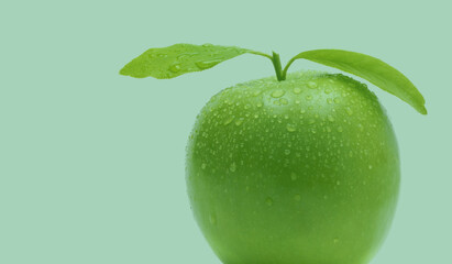 green apple wallpaper with leaf, natural and organic background