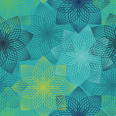 Seamless floral pattern with geometric flowers.