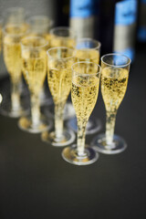 Beautiful glass goblets. glasses for wine. Beverages.