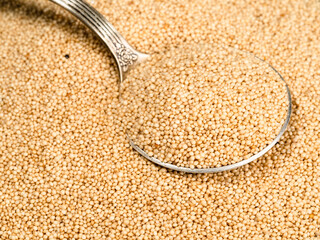 tablespoon in amaranth grain close up