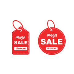 Red discount label with various shape - vector.
