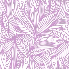 WHITE SEAMLESS PATTERN WITH LILAC ORNAMENT IN VECTOR
