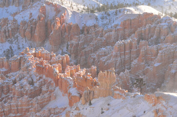 Early winter snowstorm and hoodoos in Bryce Canyon Utah