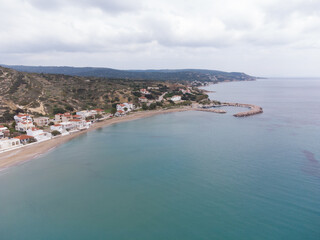 Fototapeta na wymiar Aerial view of Komi beach in Chios Island