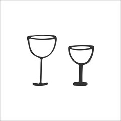 Hand-drawn Christian two bowls icon isolated on white background. Religion and Christianity. Christian symbols of the sacrifice of Jesus Christ. Vector illustration