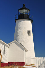 The fully functional light tower of Maine's Pemaquid Lighthouse