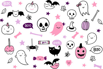 Cute Halloween vector set.