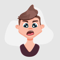 The face of an indignant man. Emotions of disappointment.