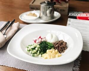 salad with vegetables - окрошка