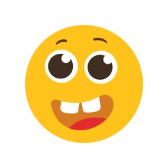 A fun emoji with a smile and teeth. Vector illustration.