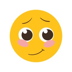 A cute emoji with a picture of embarrassment. Vector illustration.