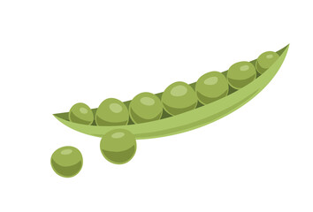 Green pea. Green pea pod isolated on white background. Vetor illustration
