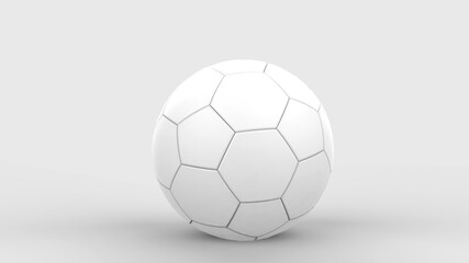 Blank white leather soccer ball mock up, front view, 3d rendering. Empty football sphere mockup, isolated