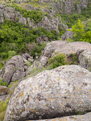 Granite canyon on the Mertvovid river in Aktovo village, Nikolaev region, Ukraine. One of the natural wonders of Ukraine.