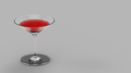 3d render  cocktail glass. Glasses for alcoholic drinks. Modern design style of minimalism. Backgrounds for kitchen interior