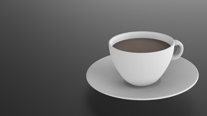 3d rendering coffee cup on grey background. Modern design style of minimalism