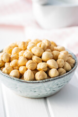 Peeled roasted hazelnut kernels.