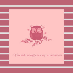 
owl frame with pink striped background. fun picture for kids