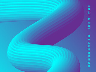 Abstract 3d cover with bright gradient. Volumetric relief striped waves wriggle against a gradient background. It looks like a tube of paste.