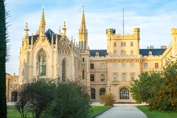 Fototapeta premium Lednice castle Chateau in Moravia, Czech Republic. UNESCO World Heritage Site.