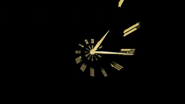 Classic gold spiral dial endlessly moving towards the camera.3D render