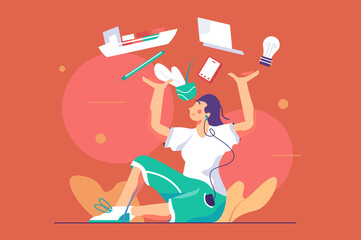 Girl holding everything in hands