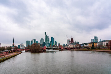 Panoramic view of the Frankfurt skyline, Germany.