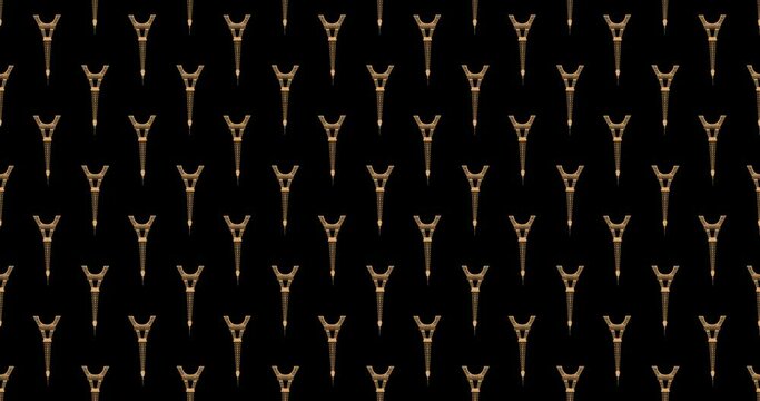 The Eiffel Tower spins, looping animation. Symbol of Paris, France. Golden Eiffel Towers. Horizontal composition, 4k video quality