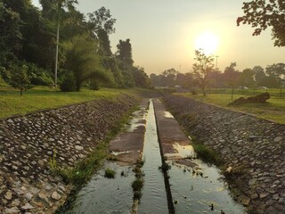 sunset over the river