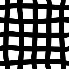 Black and white plaid seamless background. Hand drawn plaid pattern. Vector abstract wallpaper.