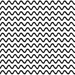 Black and white seamless wavy background. Hand drawn pattern with waves design. Vector wave wallpaper.