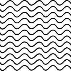 Black and white seamless wavy background. Hand drawn pattern with waves design. Vector wave wallpaper.