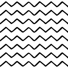 Black and white zig zag seamless background. Hand drawn zig zag pattern. Vector  zigzag wallpaper.