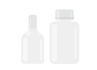 Two pill jars and an eye or nose spray. Sample packaging