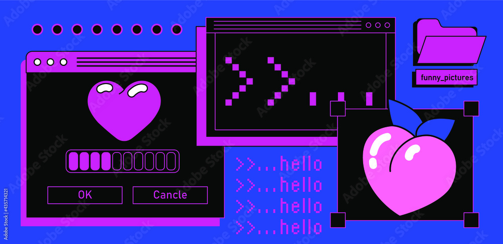 Fototapete User interface of desktop with command-line terminal window.
